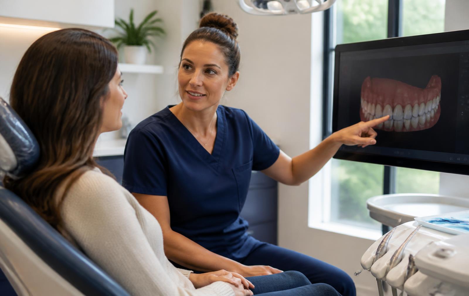 Dentist in consultation with a patient